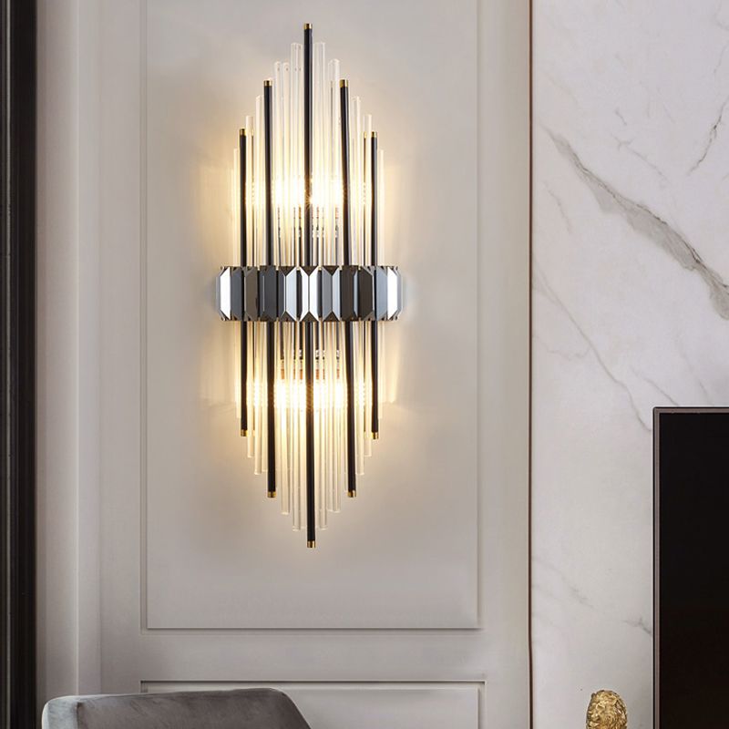 2 Light Unique Wall Sconce Postmodern Style Crystal Wall Lighting for Bedroom