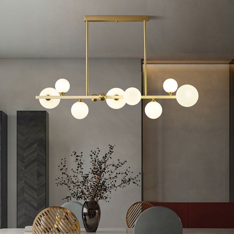 Modern Simple Dining Chandelier Light Round Glass Shade Ceiling Pendant Light