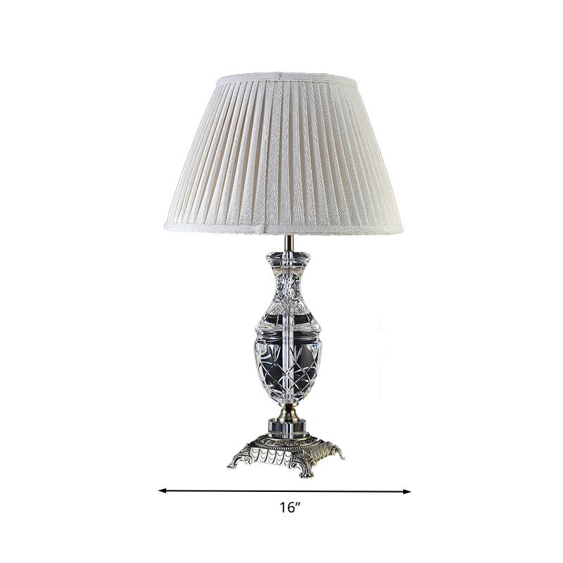 Beige Single Light Table Light Rural Style Urn-Shaped Nightstand Lamp for Living Room