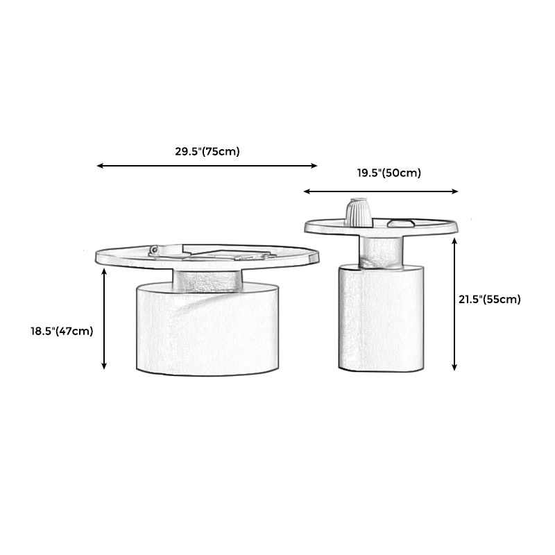 Round Metal Coffee Table black/White finish Cocktail Table - 19.7''/29.5''