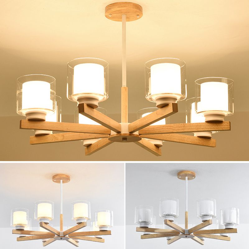 Lampade per lampadario moderno cilindri kit di luce sospesa in legno per soggiorno