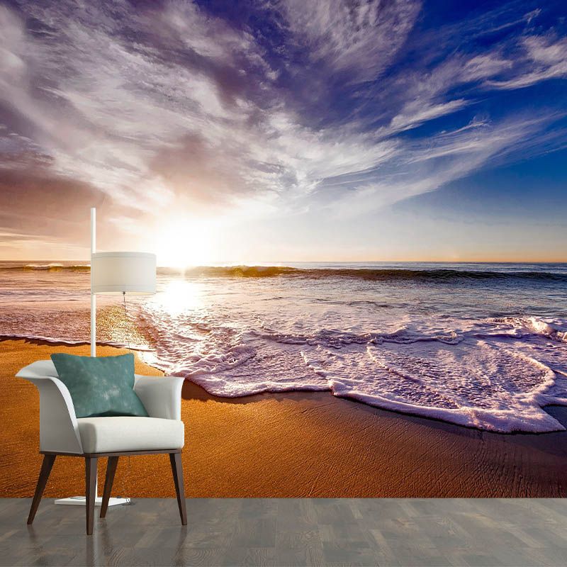 Environmental Moisture Resistant Wallpaper Living Room Sea Print Photography