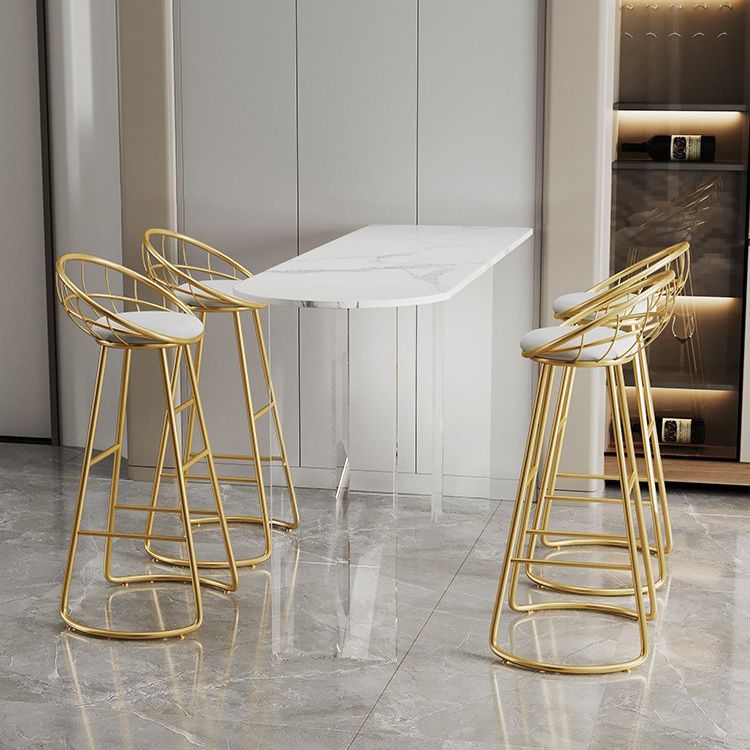 Modern Double Pedestal Bar Dining Table Stone and Acrylic Bar Table