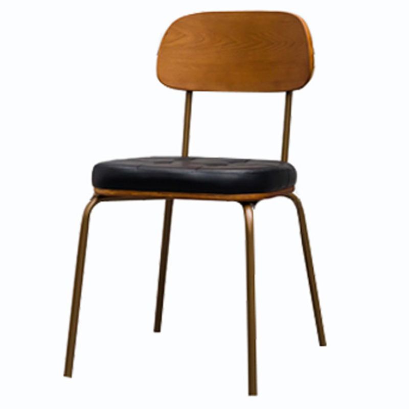 Chaise de salle à manger industrielle avec 4 pieds en métal, chaise latérale à dossier ouvert pour un usage domestique