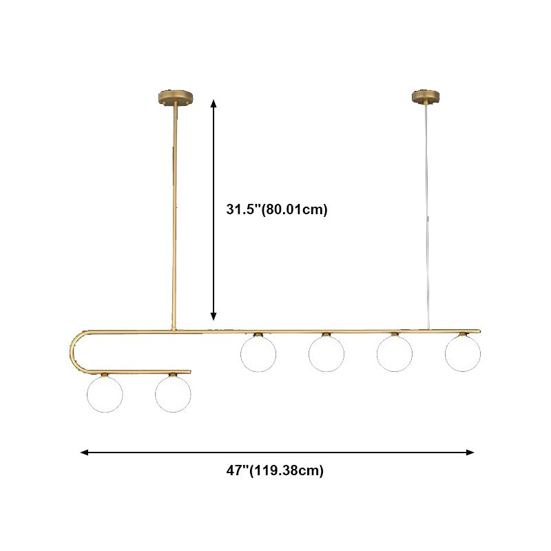 Glass Round Chandelier Light Fixture Simple Island Pendant for Dining Room