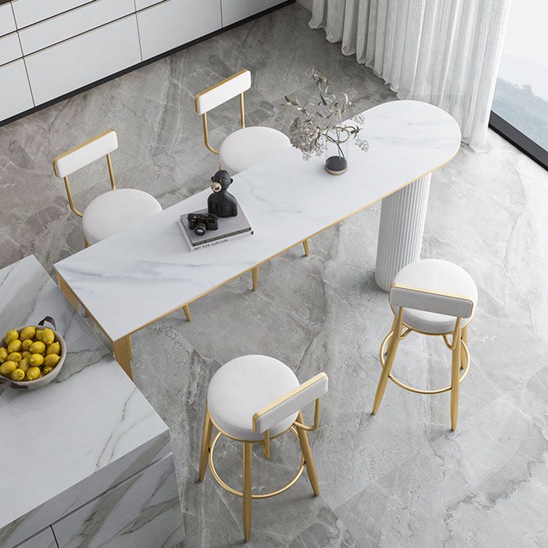 Nordic Glam Style Bar Table Stone and Metal Pub Table- 42"H X 16"W