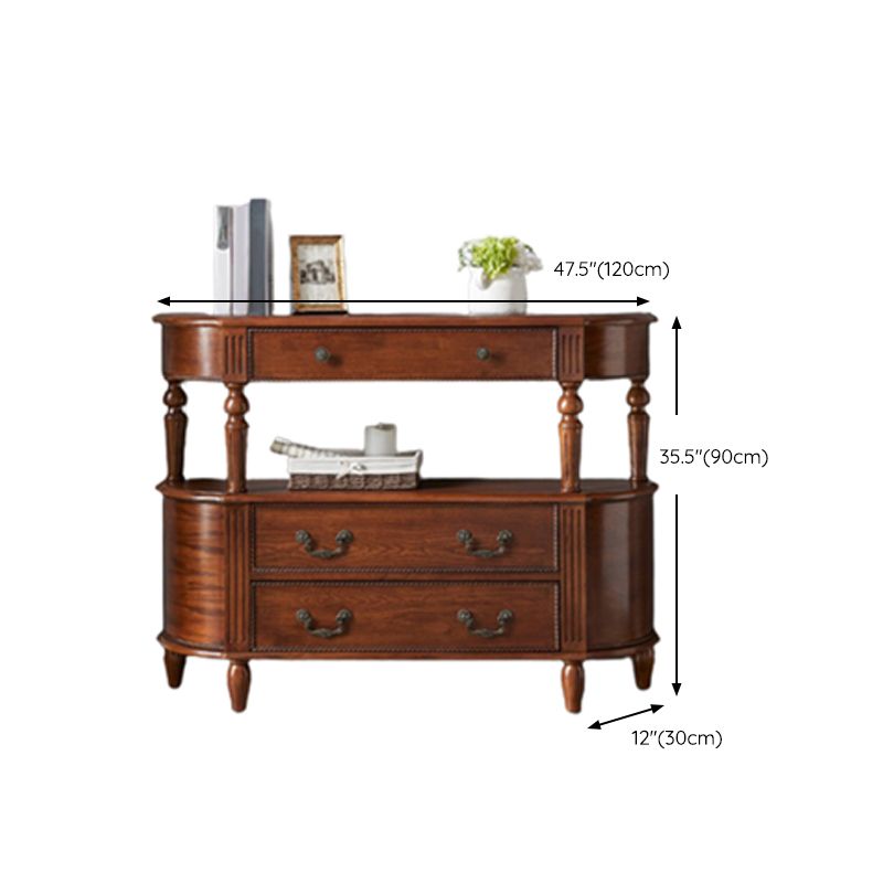 Mid-Century Modern Wood Accent Table Half Moon Console Sofa Table for Hall