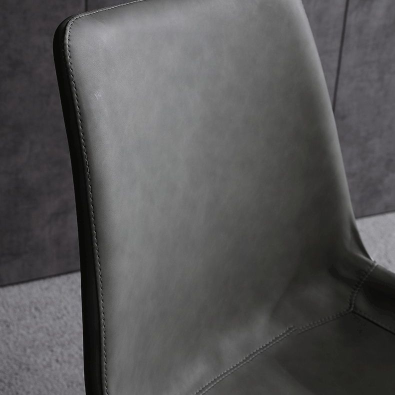 Silla auxiliar de cuero para el hogar moderno, respaldo sólido, silla de comedor con patas de metal