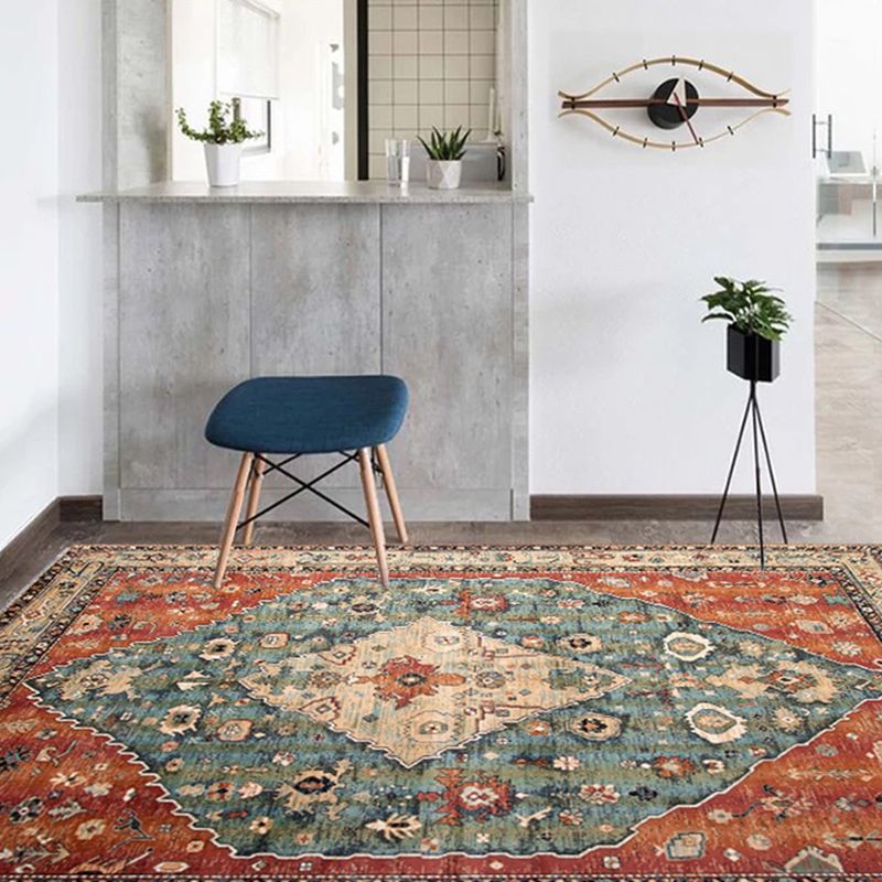 Tapis à imprimé géométrique multi-couleurs mélange de coton mélange oriental tapis intérieur non glissement