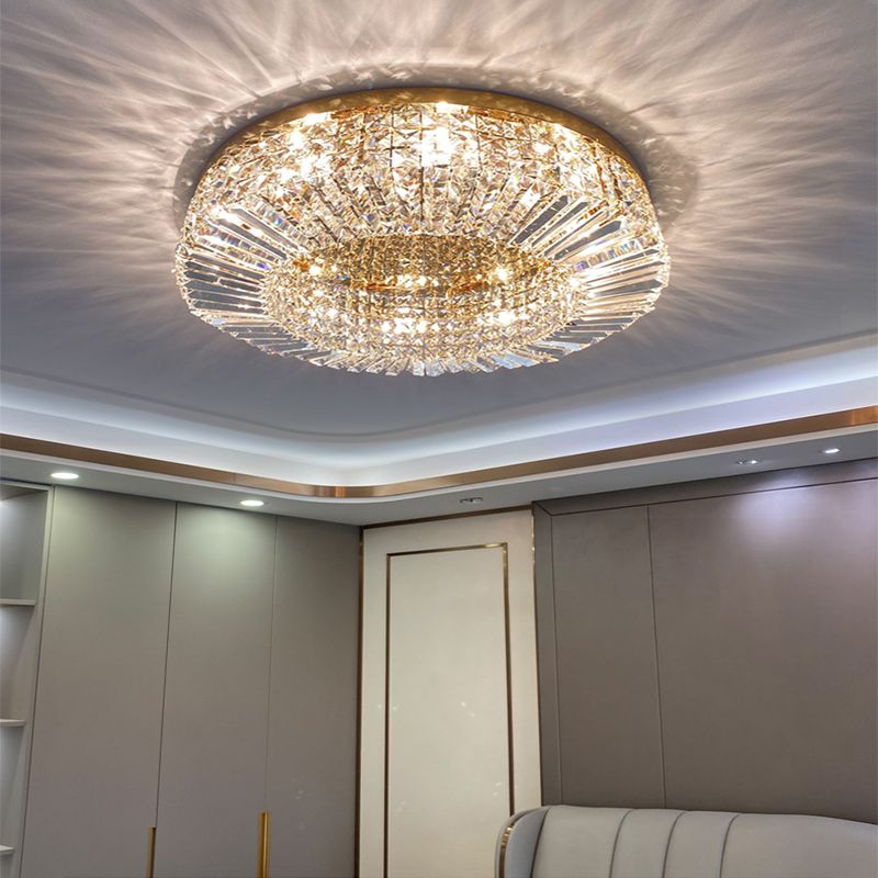 Modernism Flush Mount Lamp Round Ceiling Lighting with Crystal for Bedroom