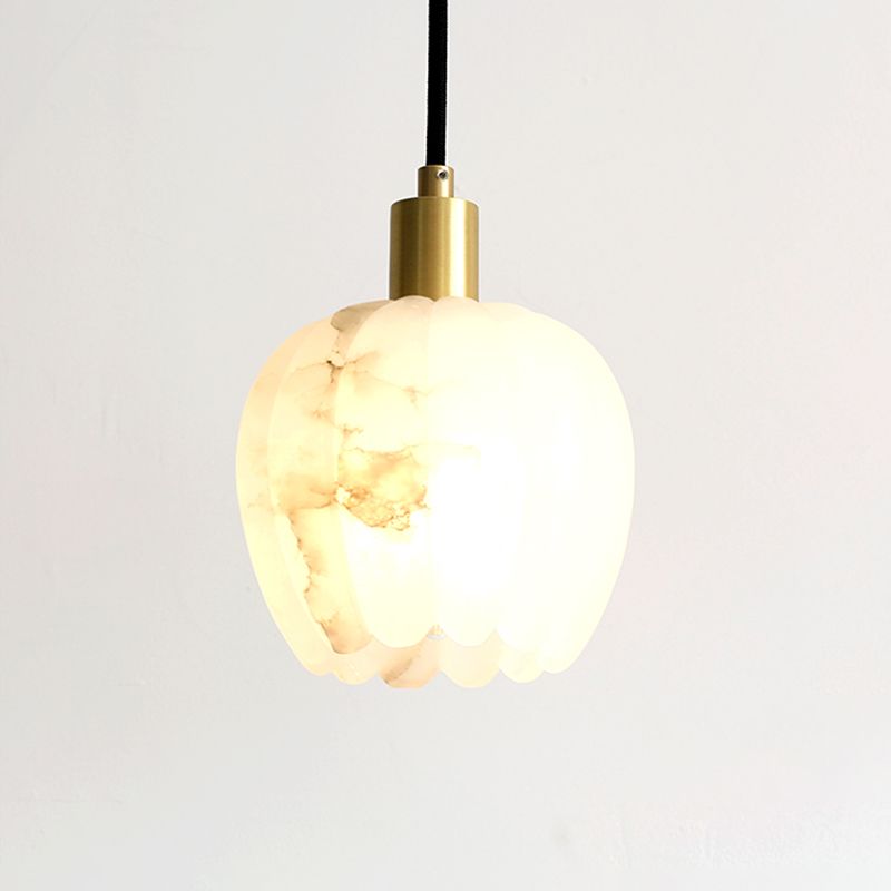Pumpkin Pendant Lighting Fixture Minimalist-Style Stone White Hanging Light Fixture