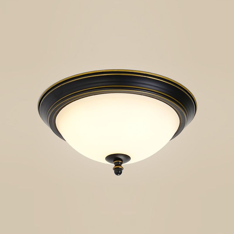 Glass Flush Mount Ceiling Fixture Bowl Shape Traditional Flush Mount Ceiling Lamp