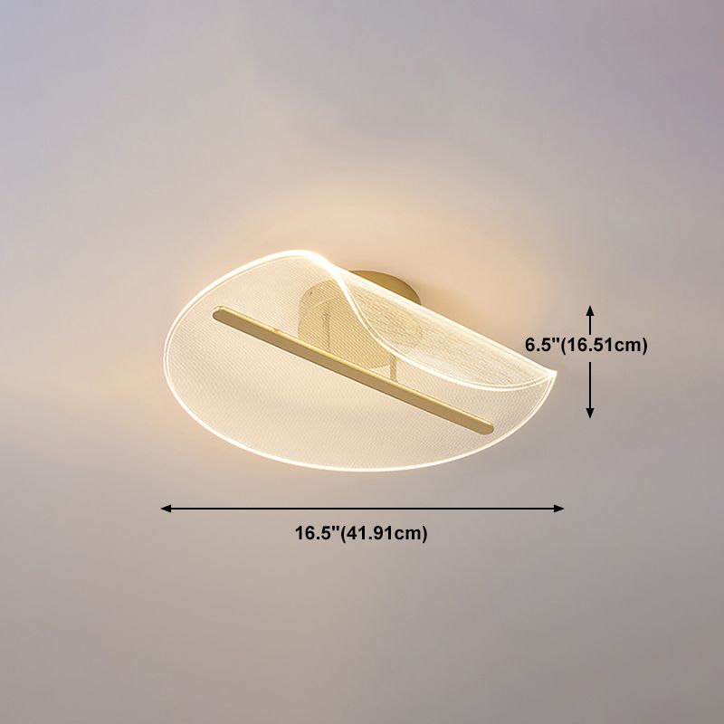 Acrylic Shaded Ceiling Light Fixture Simplicity LED Ceiling Flush Mount in Gold