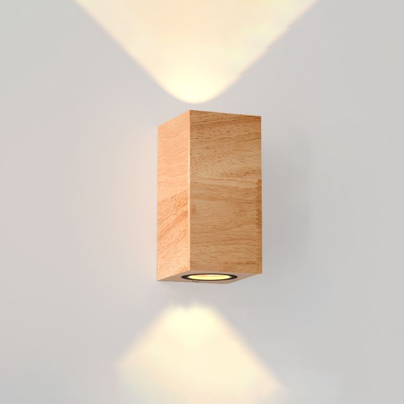 Modern Minimalist LED Wall Lamp Wooden Rectangular Wall Light for Bedroom