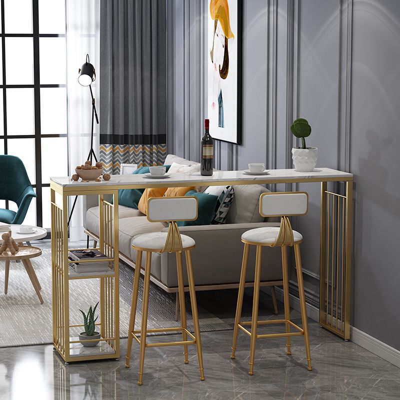 Glam Rectangle White Counter Height Set 1/2/3 Pieces Marble Pub Dining Set