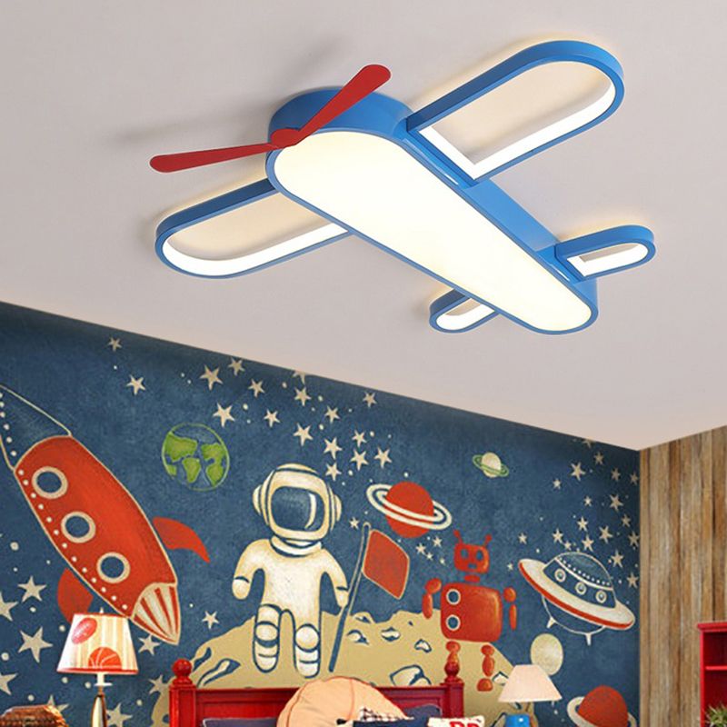 Plafonnier LED en forme d'avion, style enfant, plafonnier en acrylique pour chambre à coucher, bleu