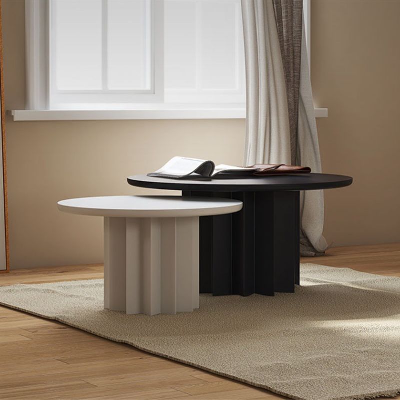 Contemporary Cocktail Table Pedestal Solid Wood Round Single Coffee Table