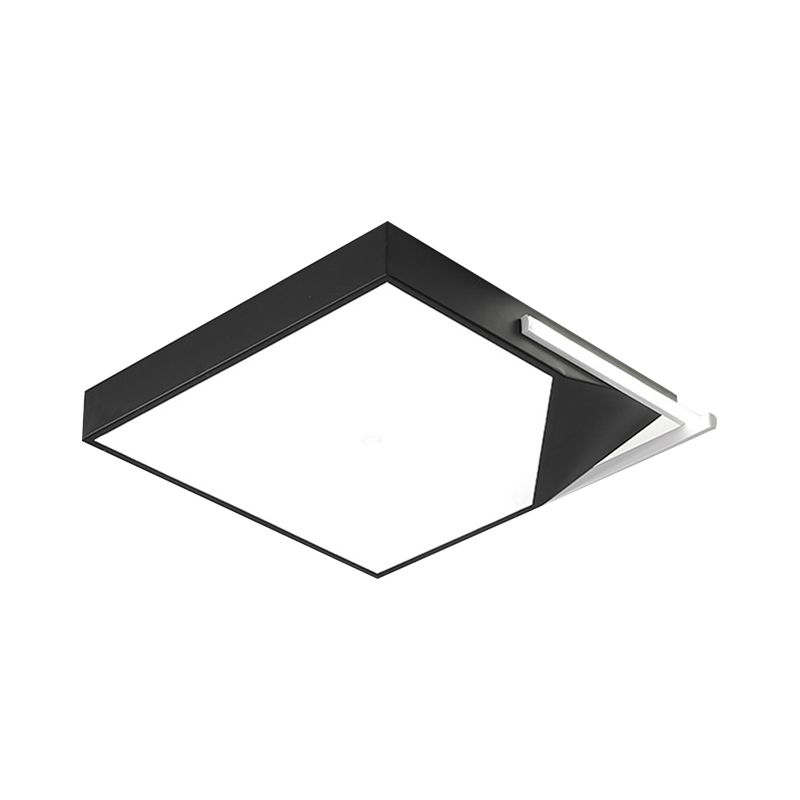 Plafoniera quadrata in stile semplice con montaggio ad incasso con paralume in acrilico Montaggio ad incasso a soffitto a LED bianco/nero per camera da letto in bianco caldo/caldo, larghezza 18"/21,5"