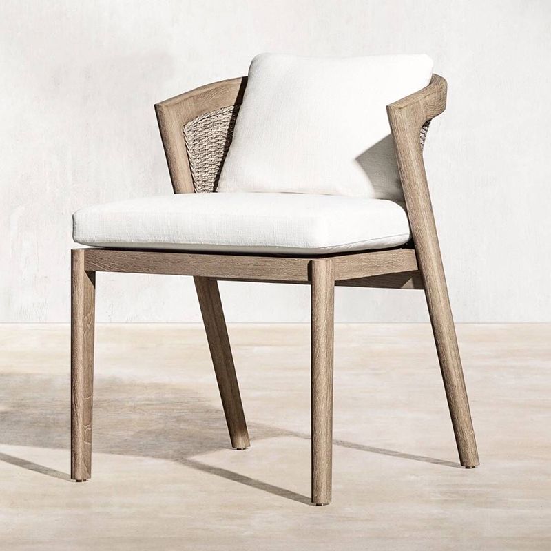 Contemporary Teak Patio Dining Chair Upholstered Outdoor Chair