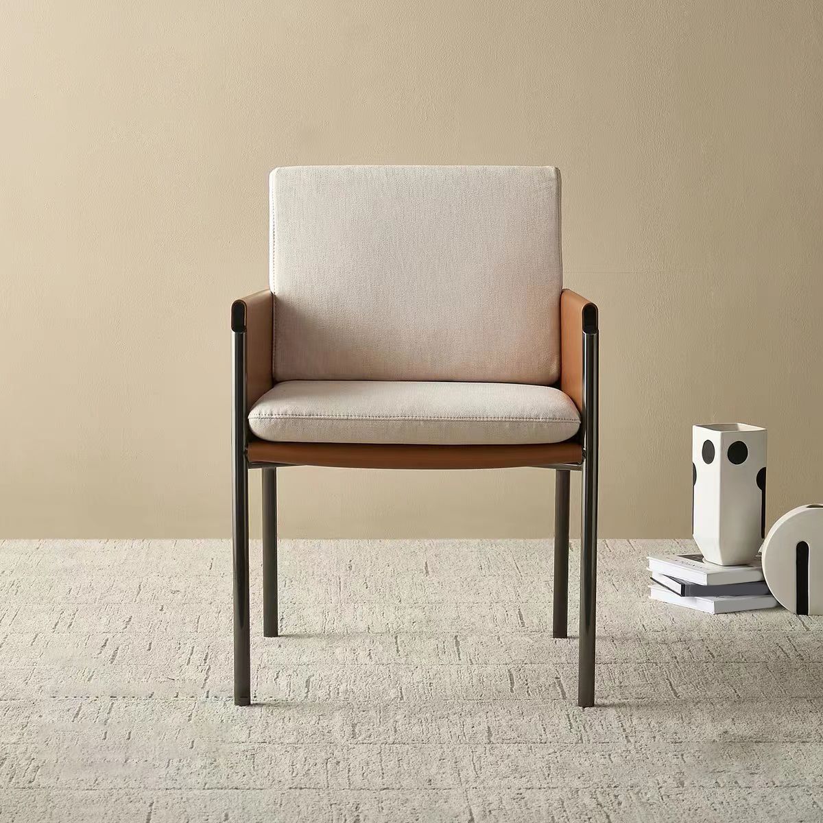 Industrial Upholstered Arm Chair Parsons Dining Room Dining Chair