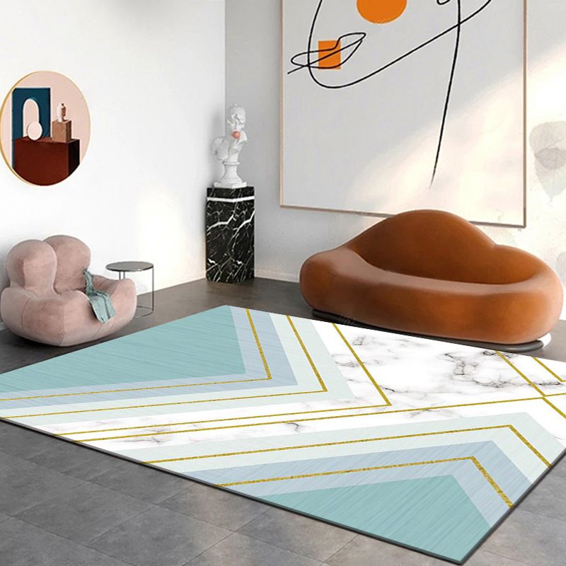 Trendy Marble Print Rug Modern Abstract Indoor Carpet Polyester Washable Carpet for Living Room