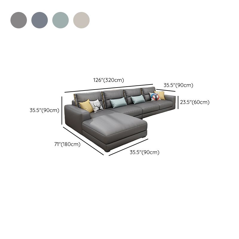 Square Arm Sectional Sofa 125.98" W Faux Leather 4-seat Sectional