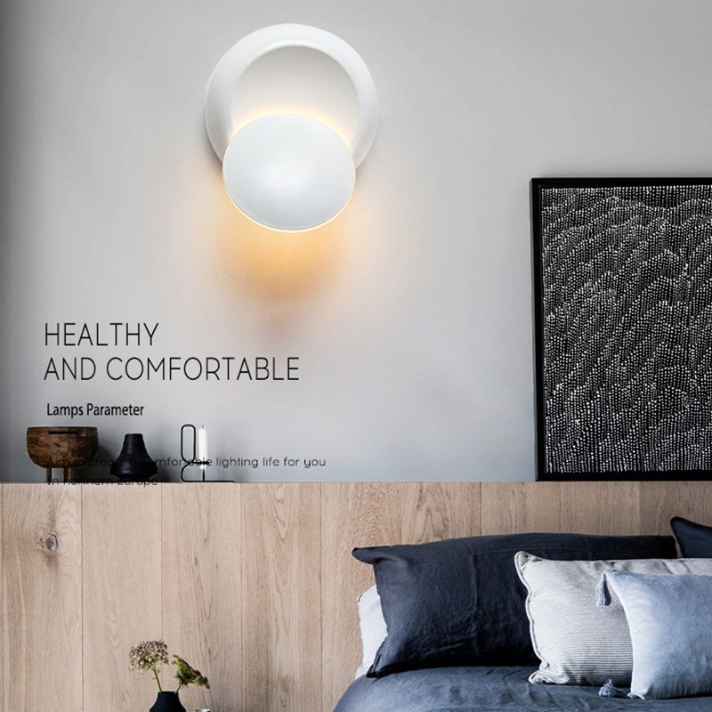 Modern Metal Rotatable Wall Light Round 6.5" High LED Wall Sconce for Living Room