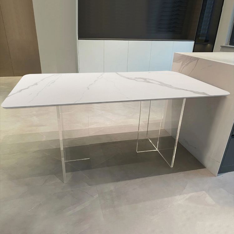 Mesa de comedor rectangular de vidrio mesa de vidrio transparente para comedor y cocina