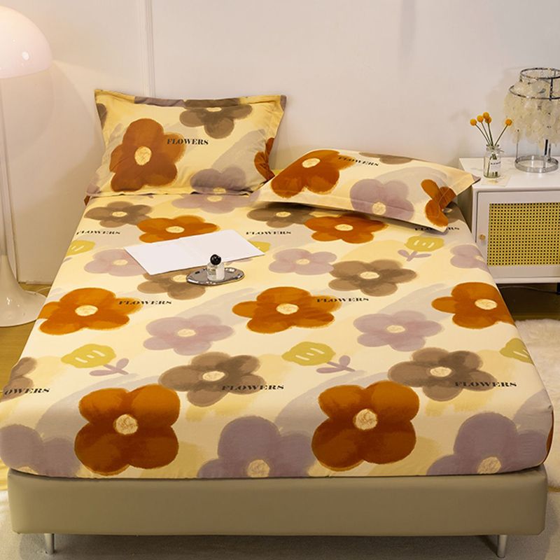 Fitted Sheet Set Color Block Breathable Soft Cotton Fade Resistant Fitted Sheets