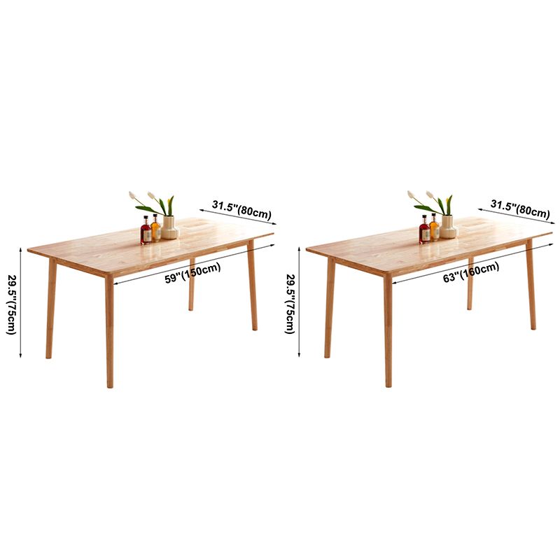 Mesa de comedor rectangular de color madera, mesa de madera maciza contemporánea con 4 patas