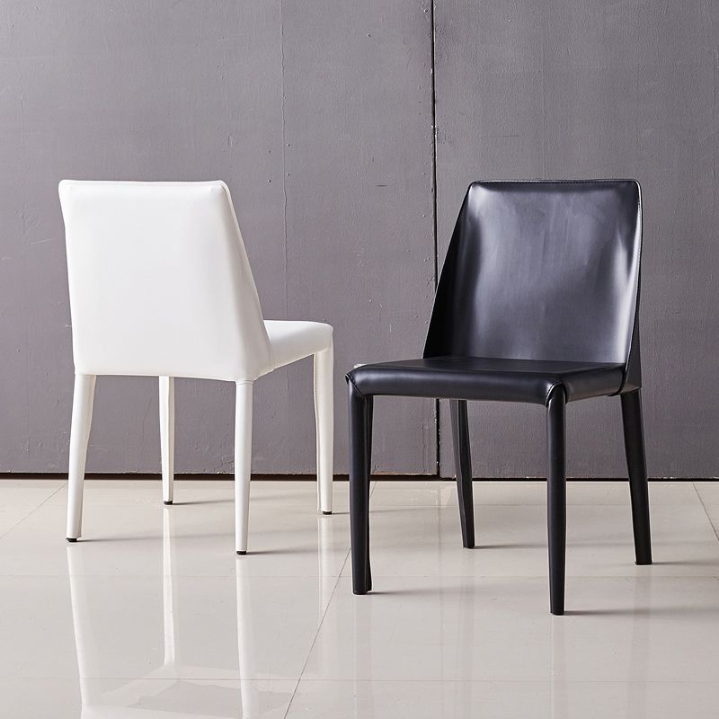 Minimalist Design Leather Dining Chair for Home Solid Back Chair