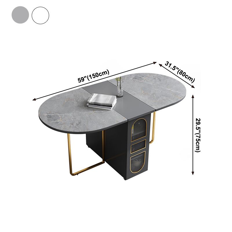 Mesa de comedor de piedra sinterizada moderna mesa de comedor ovalado de 59 "para uso en el hogar