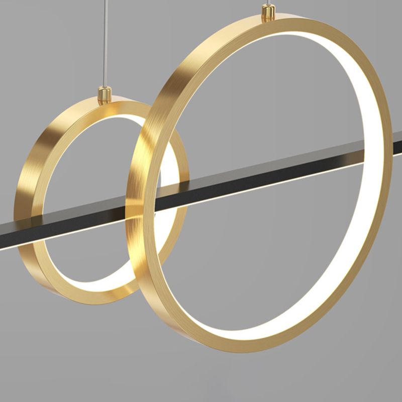 Shaded Dinning Room Island Pendant Light LED Minimalist Island Ceiling Light in Gold-Black