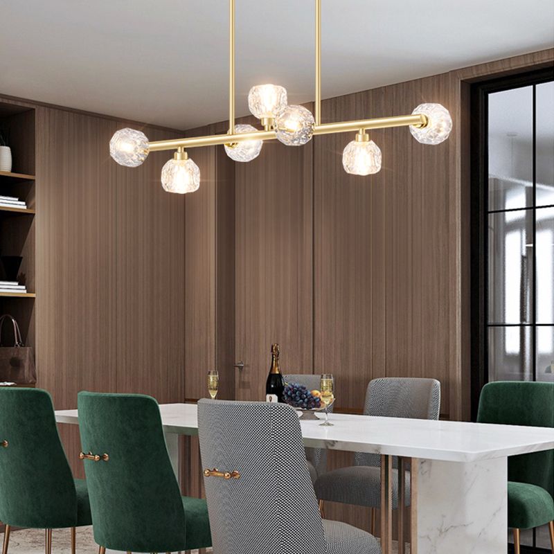 Modern Kitchen Pendant Lights Spherical Glass 7-Light Island Pendant Lights