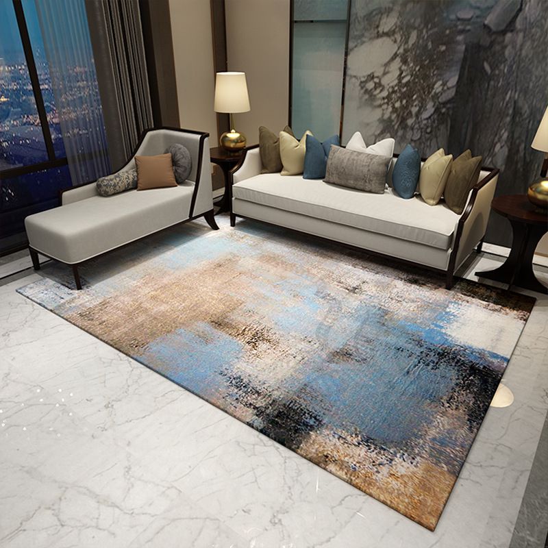 Contemporary Rug Abstract Pattern Basic Area Rug Polyester Anti-Slip Rug for Living Room