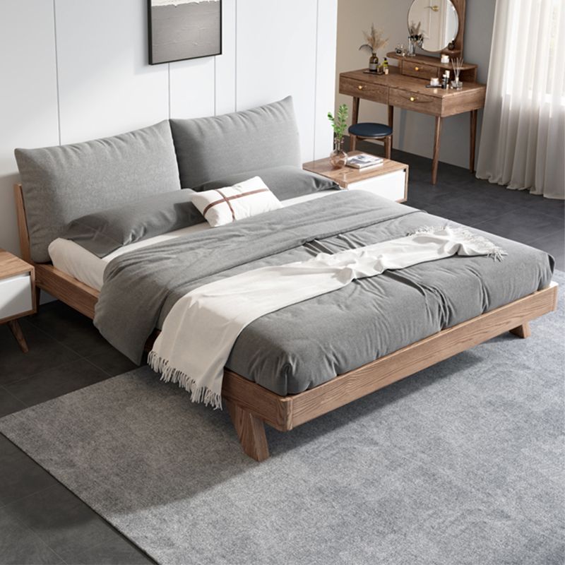 Wood Low Profile Upholstered Bed Nordic 35.43-Inch H Bed Frame with Headboard