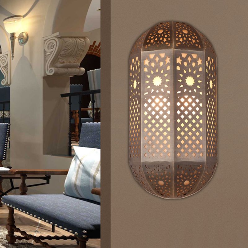 Half-Capsule Metallic Sconce Lighting Antiqued 2 Heads Corridor Flush Wall Mount Lamp in Brass