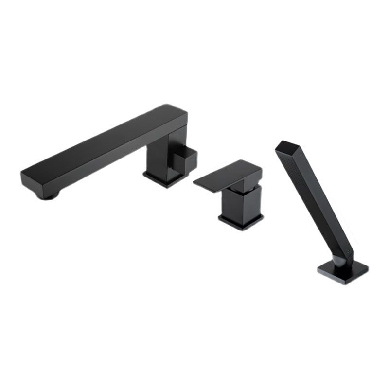 Modern Tub Filler Trim Copper with Hand Shower Deck-Mount Roman Tub Set