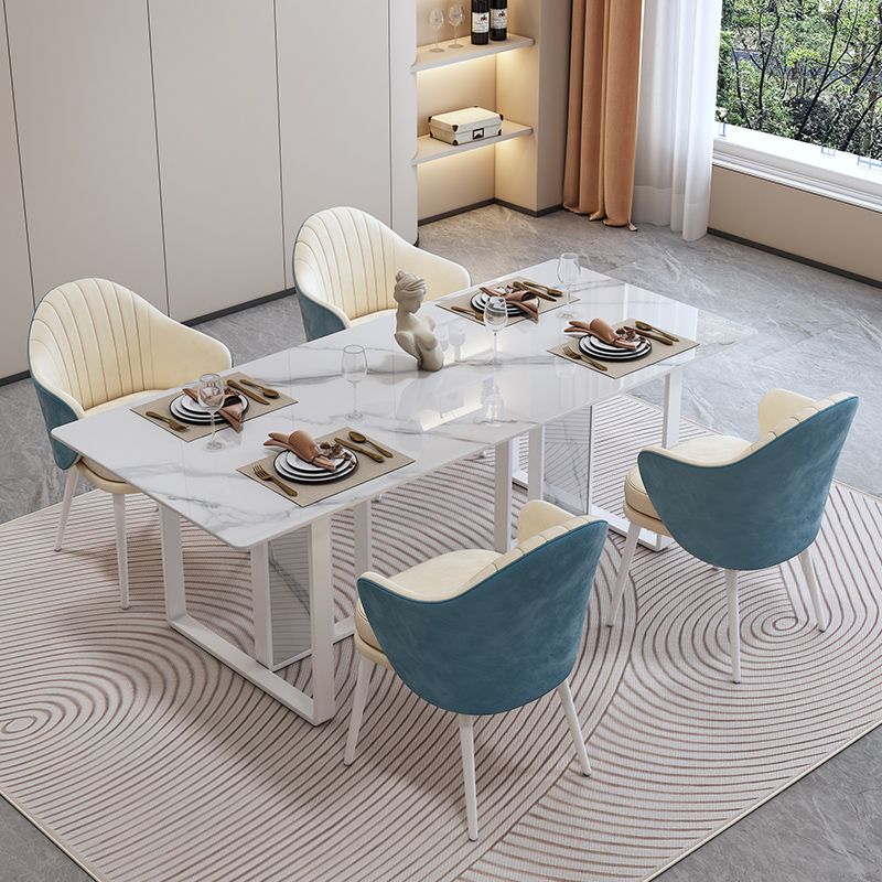 Modern Rectangle Stone Dining Table 1/5 Pieces Dining Set for Cafe