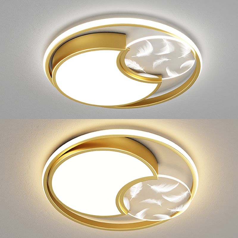 Lacquered Circular LED Ceiling Light in Modern Creative Style Feather Indoor Ceiling Fixture with Acrylic Shade