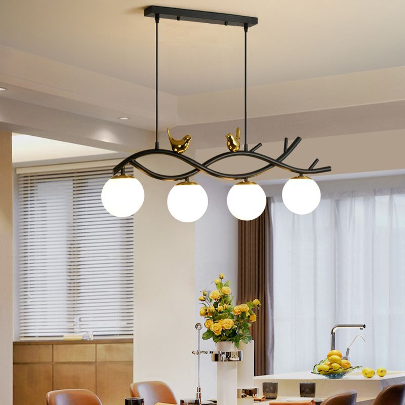Industrial Kitchen Island Lighting Black Globe Shaded Ceiling Light for Home