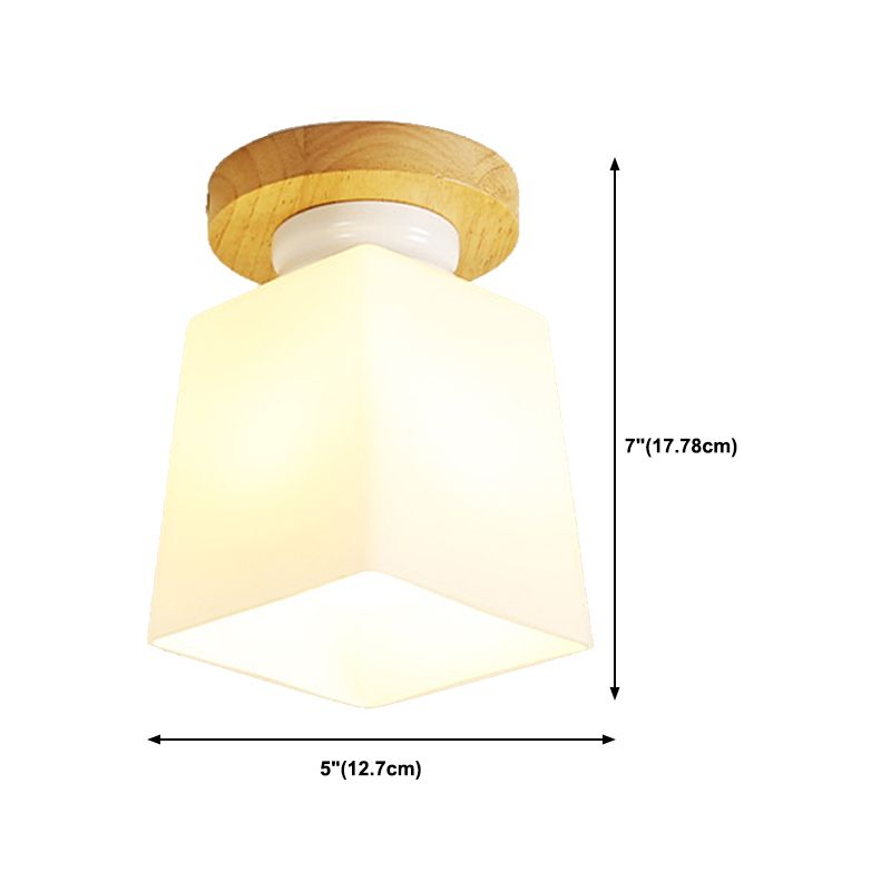 Single Beige Finish Flush Mount Lighting Nodic Wooden Shaded Ceiling Light
