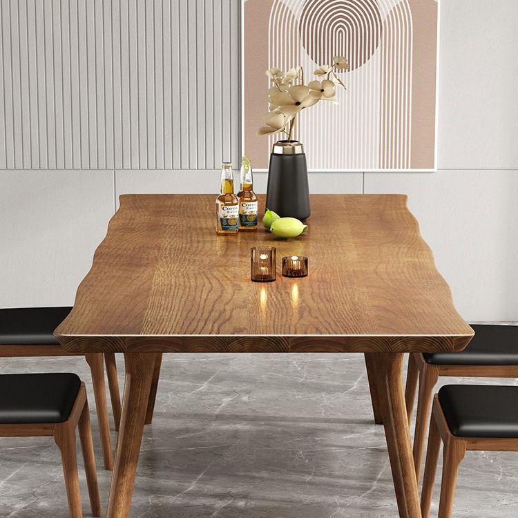 Brown Solid Wood Contemporary Dining Table Set 1/4/5/7 Pcs Dinette Set for Home