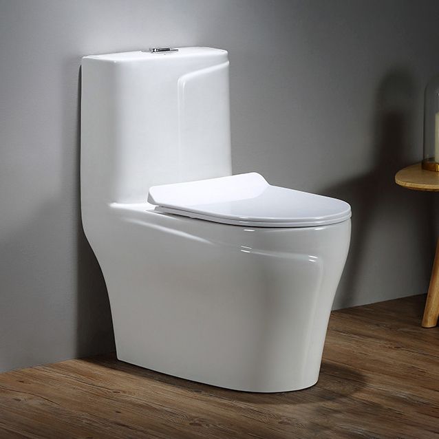 Floor Mount Flush Toilet Skirted Traditional One-Piece Toilet with Slow Close Seat