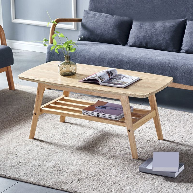 4 Legs 1 Coffee Table Modern Rectangular Solid Wood Coffee Table