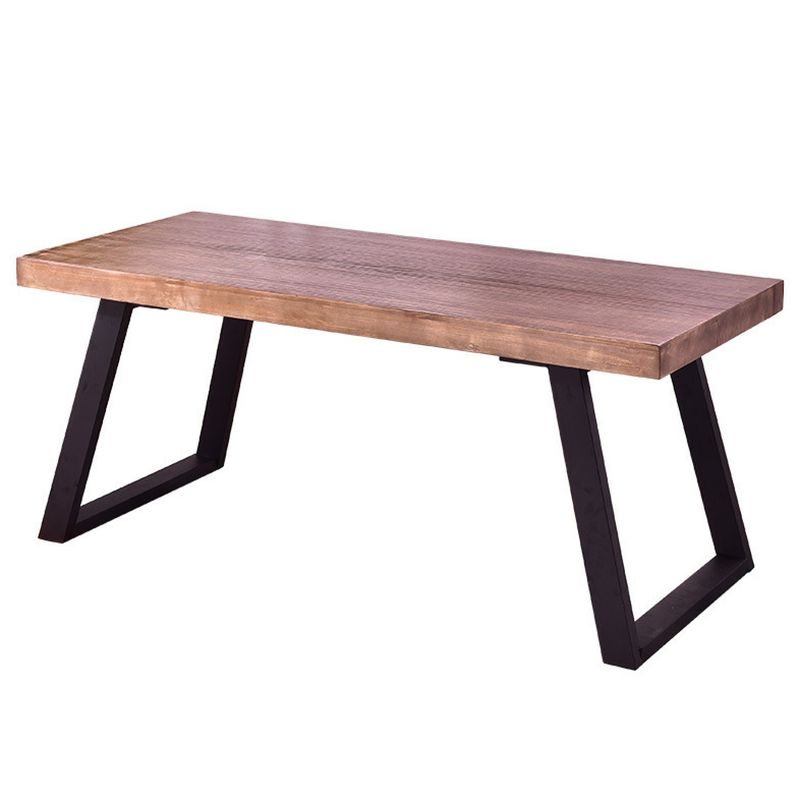 Metal Industrial Rectangle Table Pine Solid Wood Top Dining Table with Sled Base