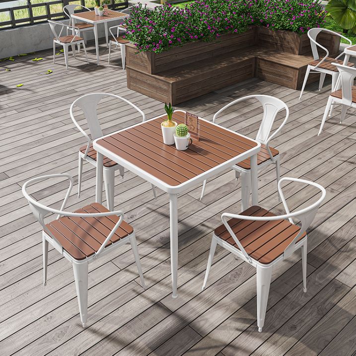 Outdoor Contemporary Coffee Table Metal Frame Rectangle Dining Table