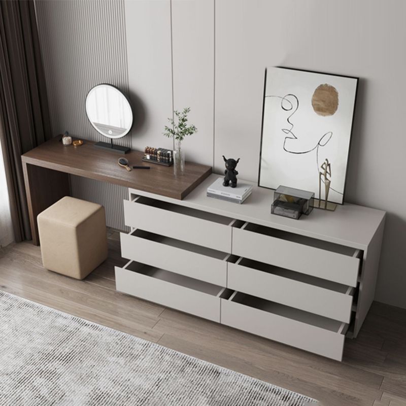 Contemporary Lighted Mirror Wood With Drawer Standing Vanity Dressing Table