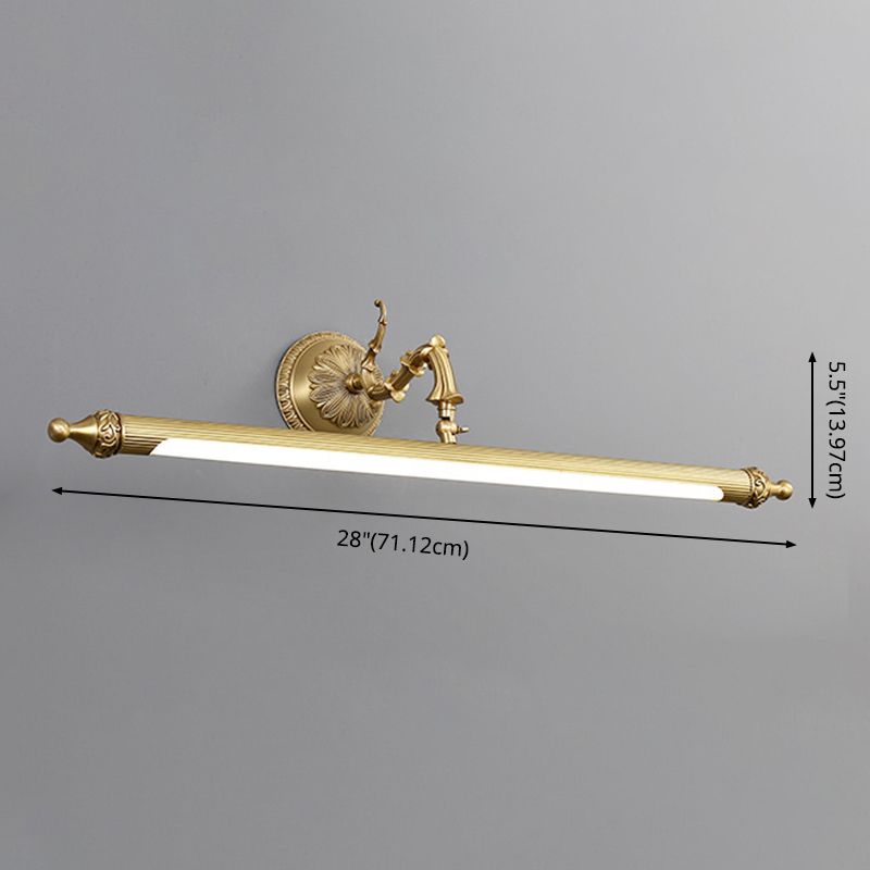 28" Wide Traditional Style LED Vanity Mirror Light Antique Brass Long-strip Wall Lamp for Bathroom