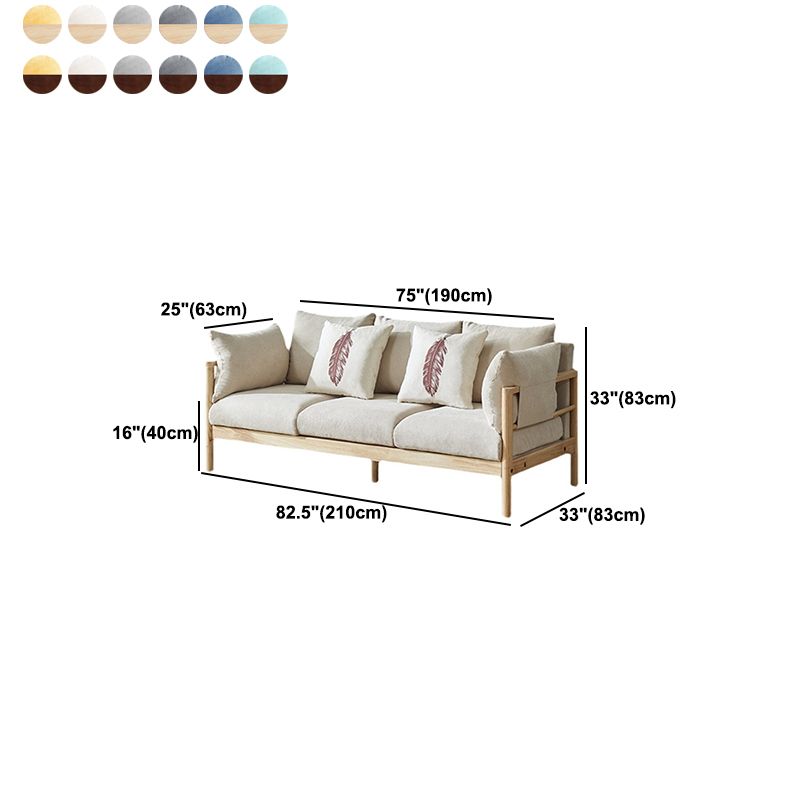 Wool 3-seater Sofa with Pillow Back Cushions and Pillow Top Arm